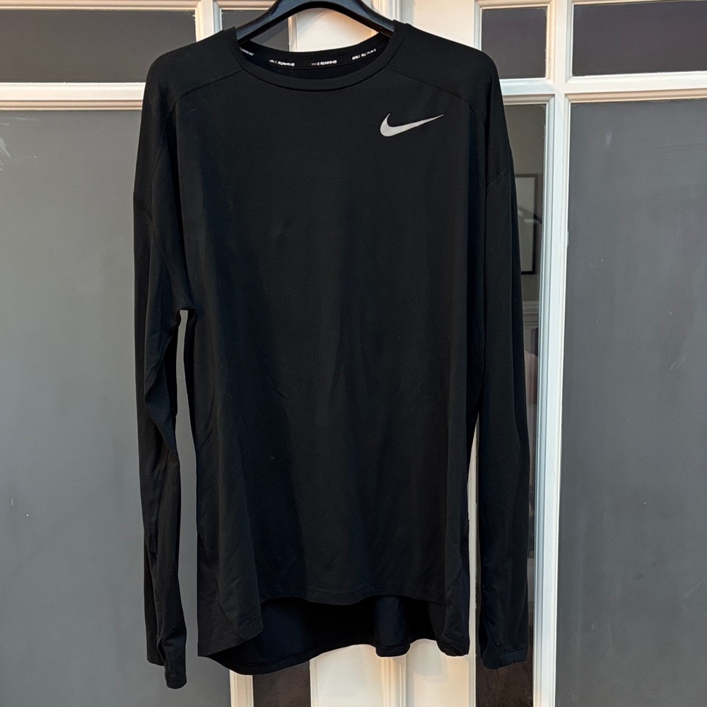 Nike Black Long Sleeve Top with Silver Swoosh